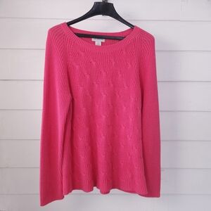 Liz Claiborne hot pink cable knit boat neck y2k pullover  sweater XL